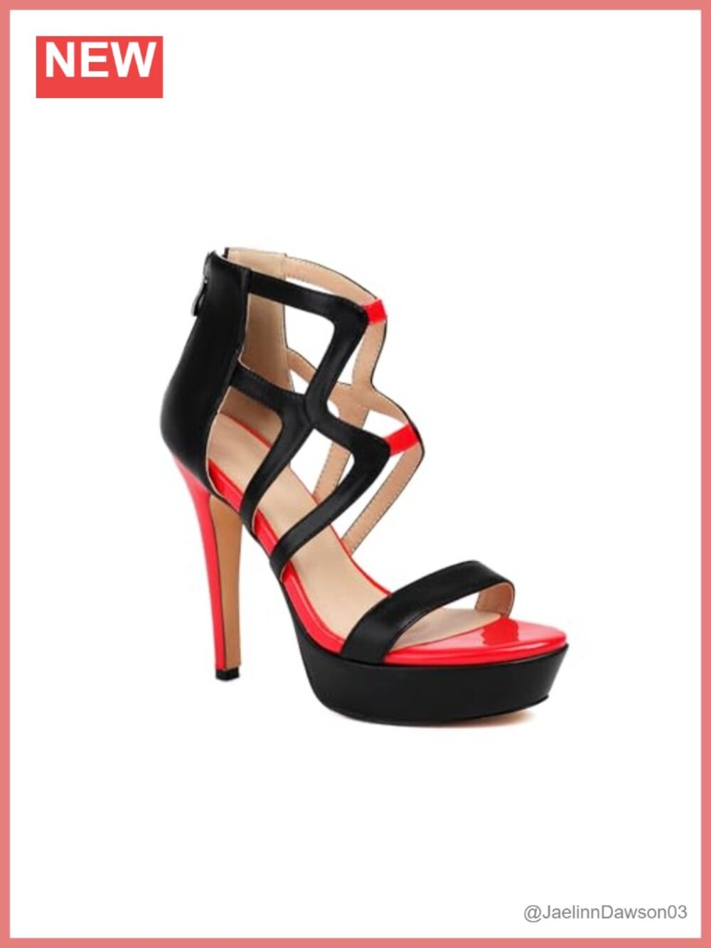 Stiletto Platform Heels Crisscross Open Toe Sandals Back Zip Faux Leather